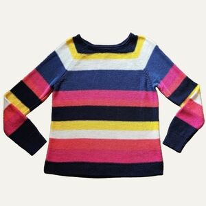 Chaps Rainbow Striped Boatneck Sweater Size L